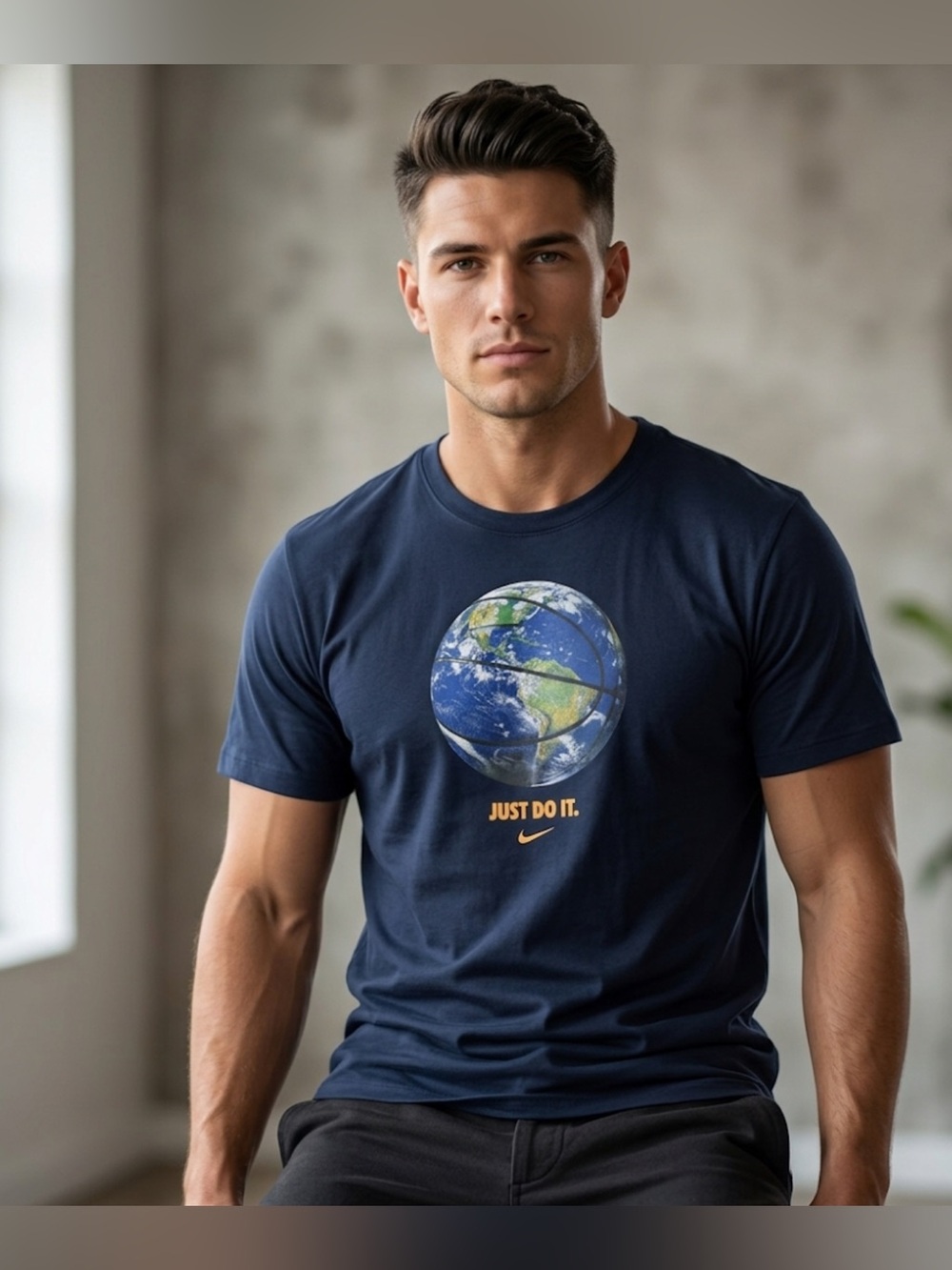 Nike Men’s Navy 'Just Do It.' Globe Graphic T-Shirt